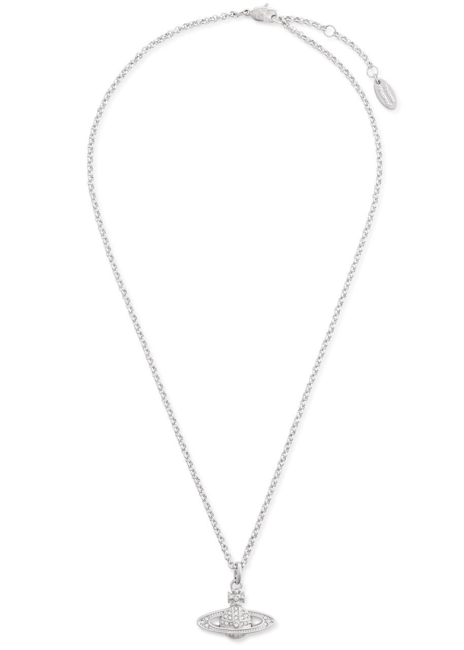 Vivienne Westwood Mini Bas Relief Orb Necklace In Silver