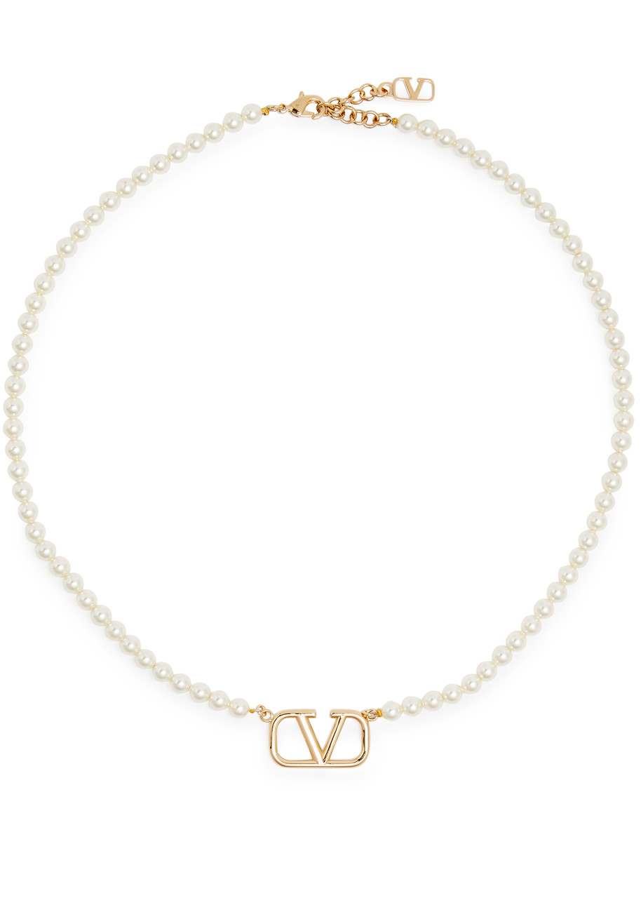 VLogo Swarovski Crystal Pearl Necklace