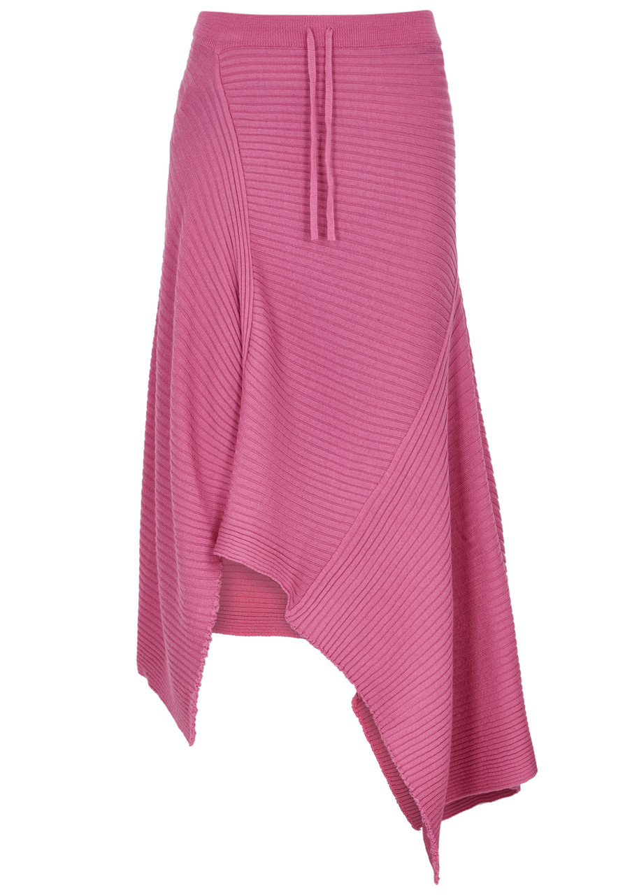 Marques' Almeida Asymmetric Ribbed Wool Midi Skirt In Pink