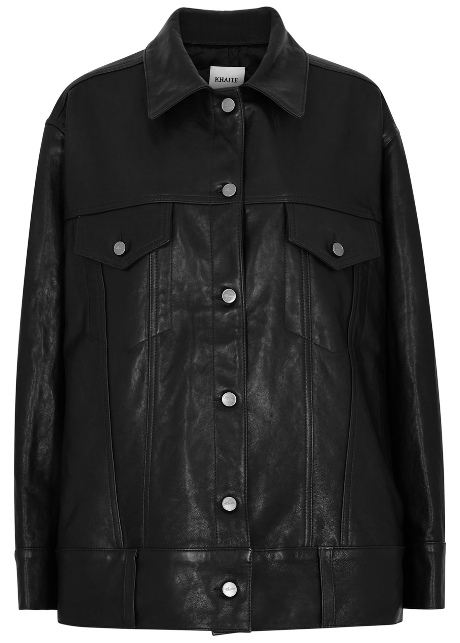 Khaite Grizzo Oversized Leather Jacket - Black - 8