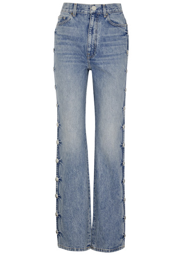 Seven7 Women's Straight-Leg Studded-Sash Jeans