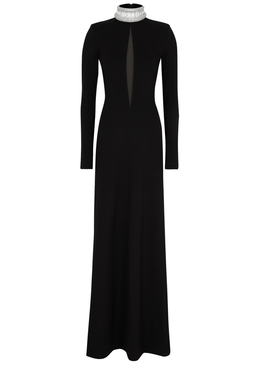 David Koma Crystal-embellished Stretch-jersey Gown - Black And Silver - 12