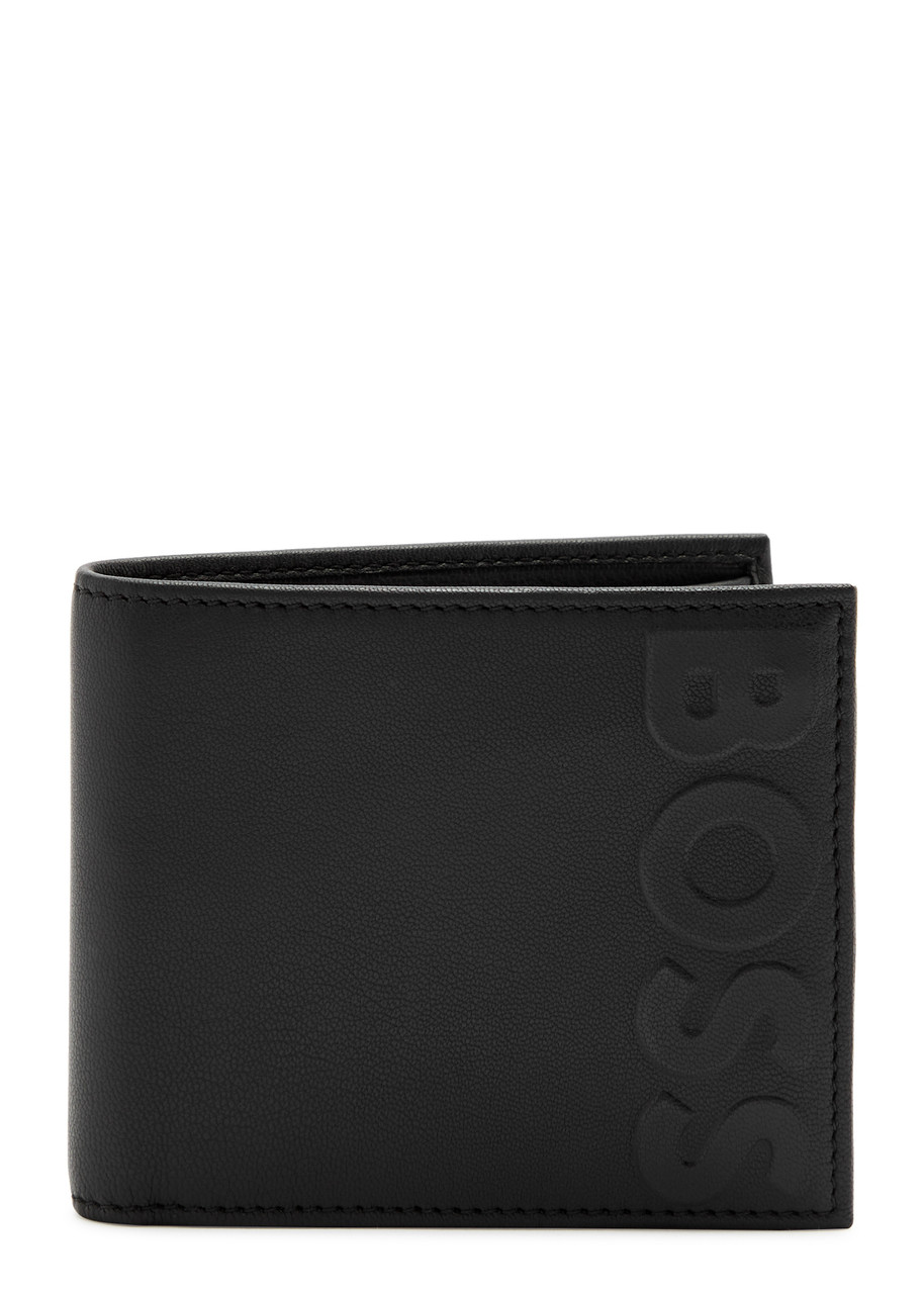 BOSS - Faux-leather wallet with perforated signature stripe