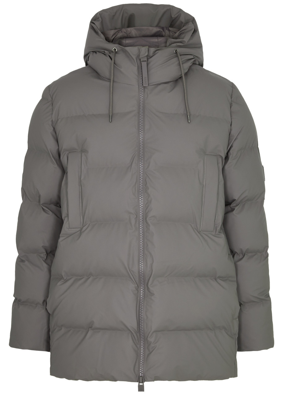 Rains Alta Quilted Rubberised Coat In Grey