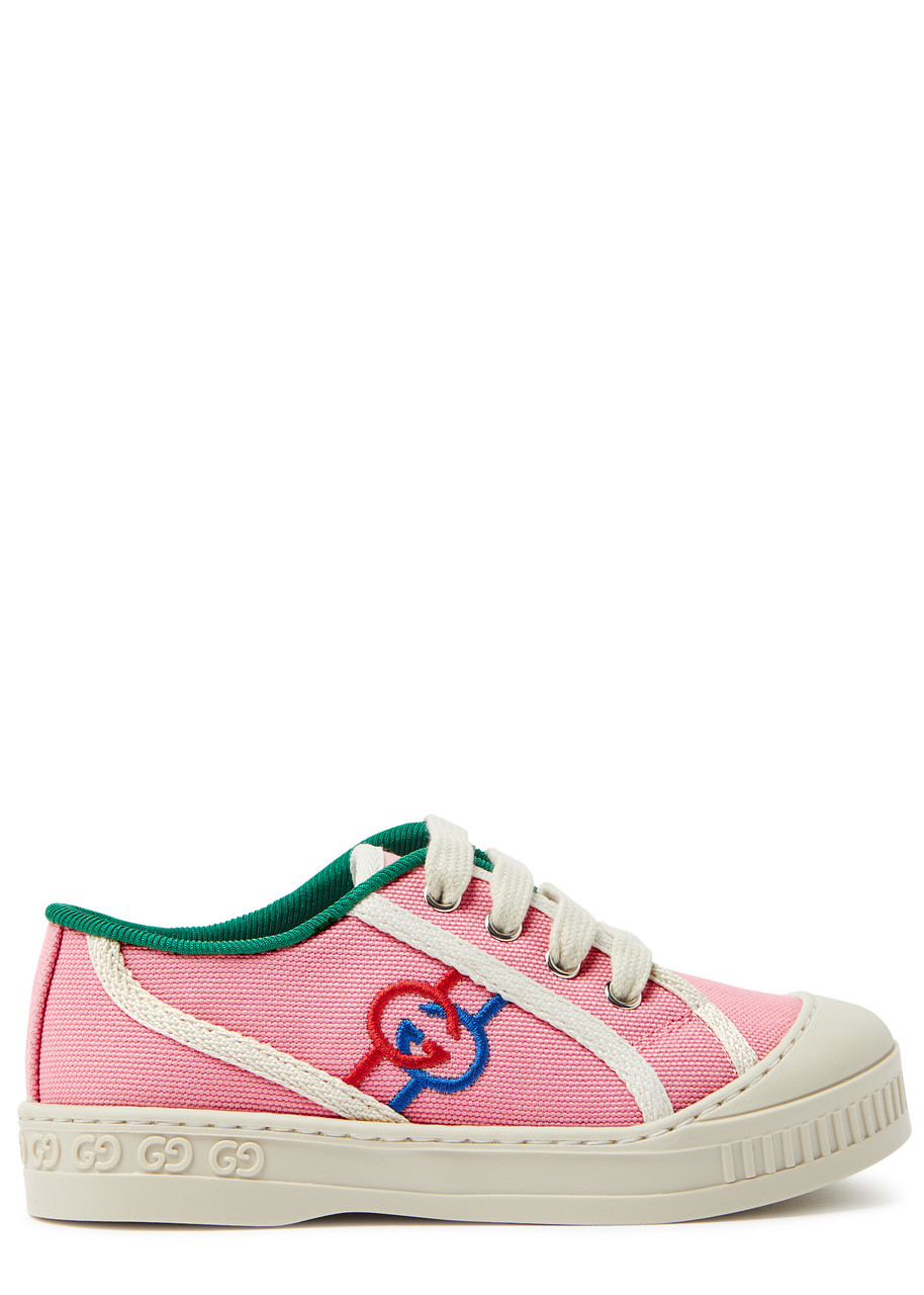 Gucci Kids Gg-embroidered Canvas Sneakers, Trainers, Size 7.5 Baby - Pink & Other