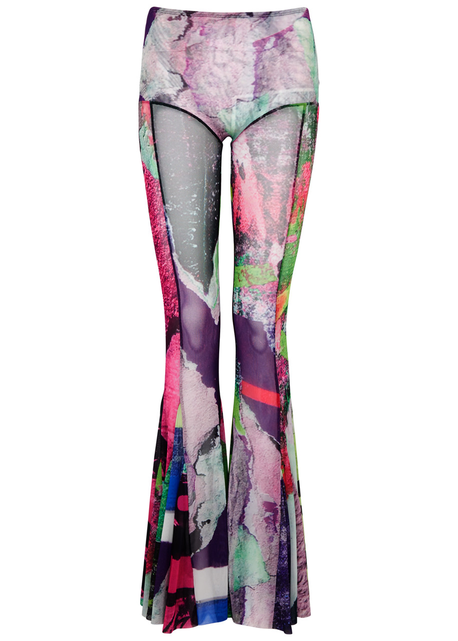 Marques' Almeida Printed Flared Mesh Trousers In Multicoloured