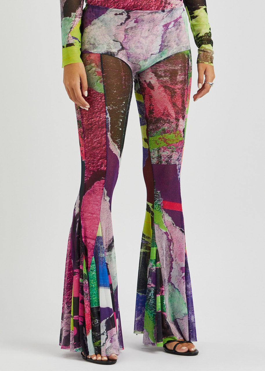  Marques’ Almeida Printed Flared Mesh Trousers - Multicoloured - M 