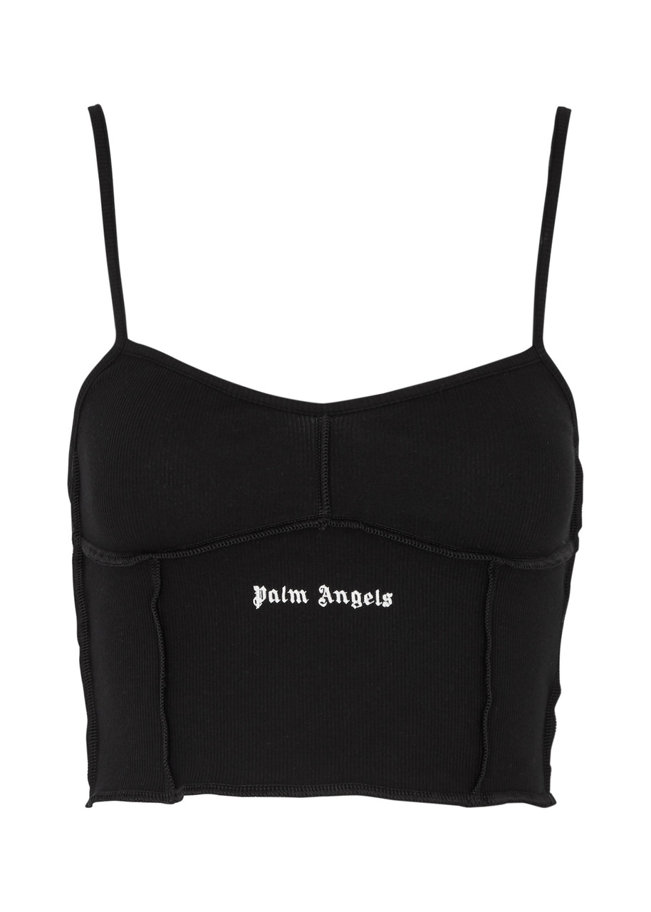 Palm Angels Logo-print Crop Top In Black