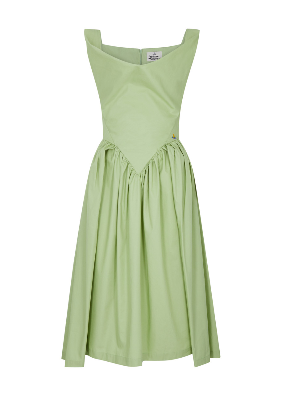 Vivienne Westwood Sunday Cotton-poplin Midi Dress In Sage