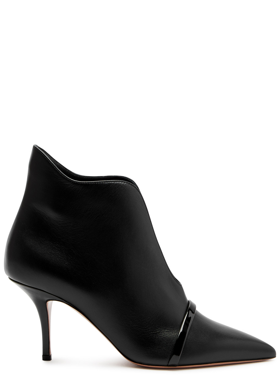 Malone Souliers Loren Leather V-cut Stiletto Booties In Black