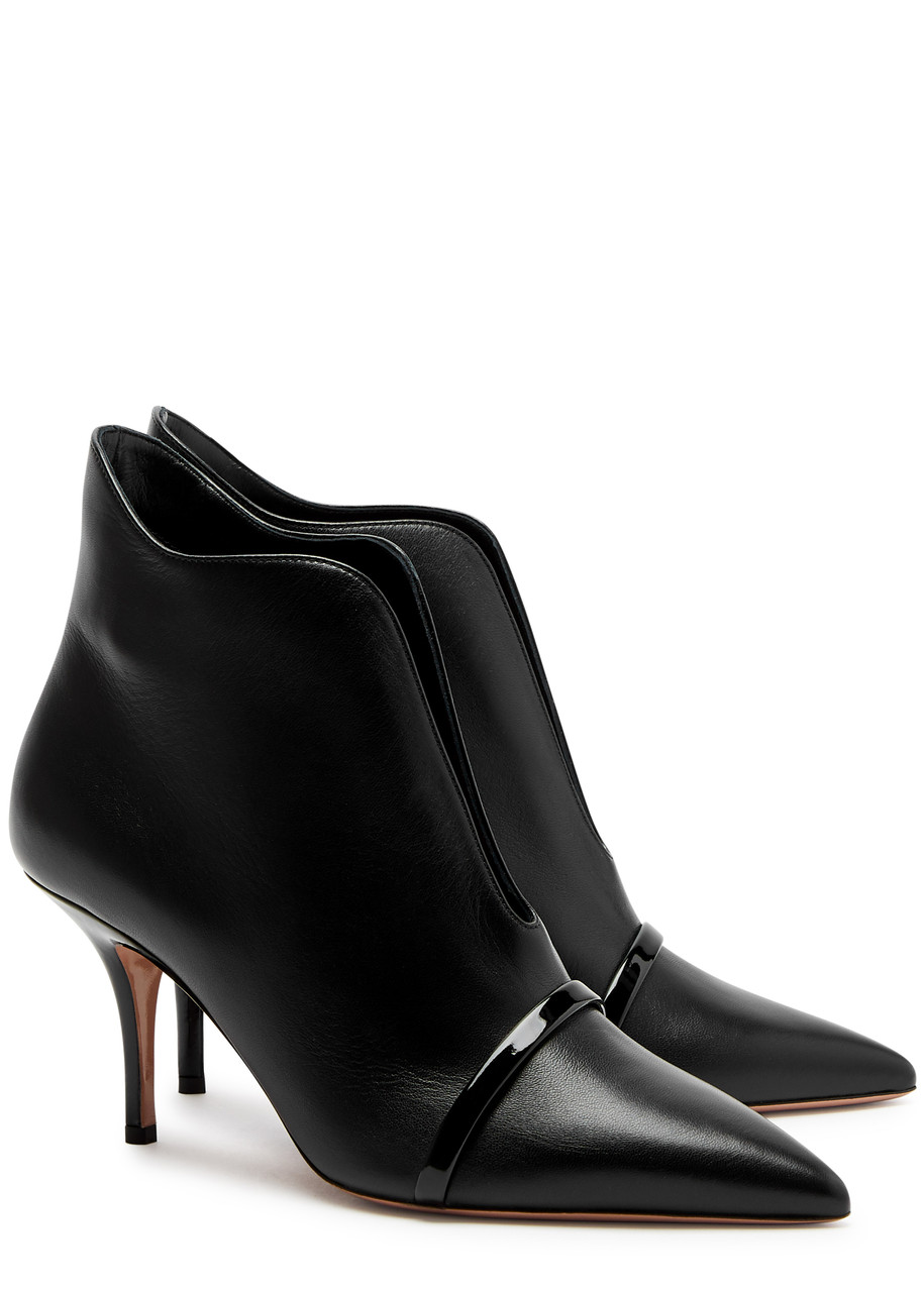Malone Souliers Loren Leather V-cut Stiletto Booties In Black