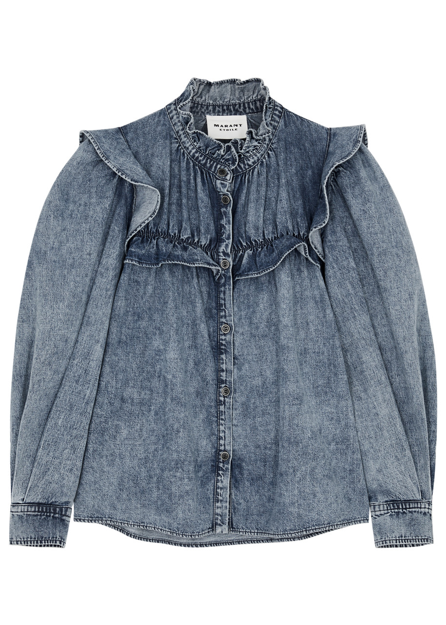 Isabel Marant étoile Idety Ruffled Denim Blouse