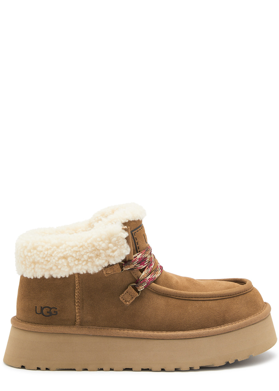 Ugg Funkarra Cabin Flatform Ankle Boots , Boots, Lace Up Front In Tan