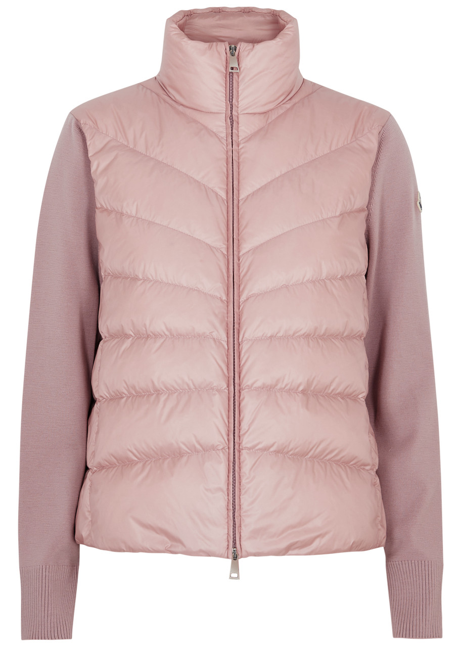 Moncler Quilted Shell and Wool Jacket - Light Pink - XL