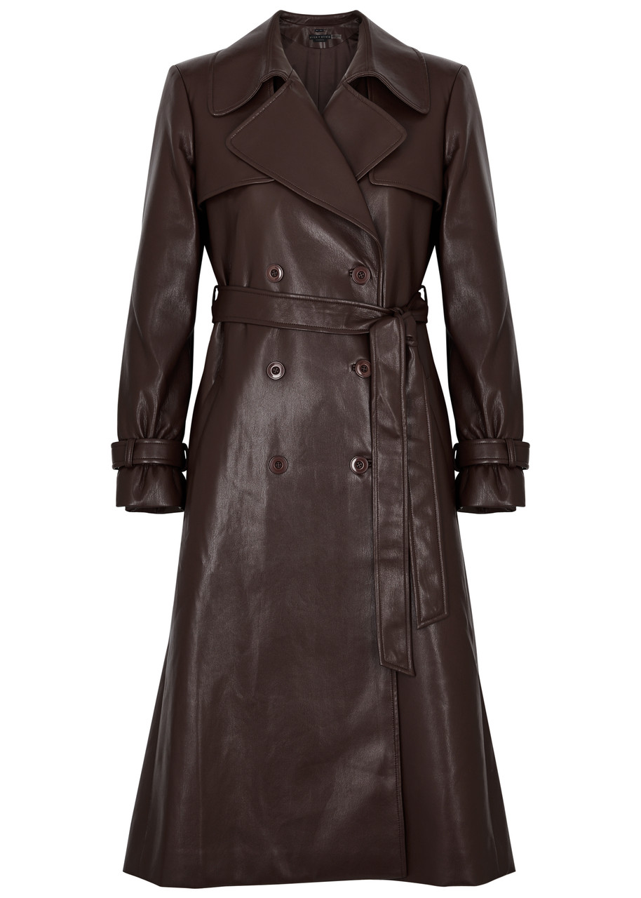 Alice + Olivia Elicia Faux Leather Trench Coat - Brown - L