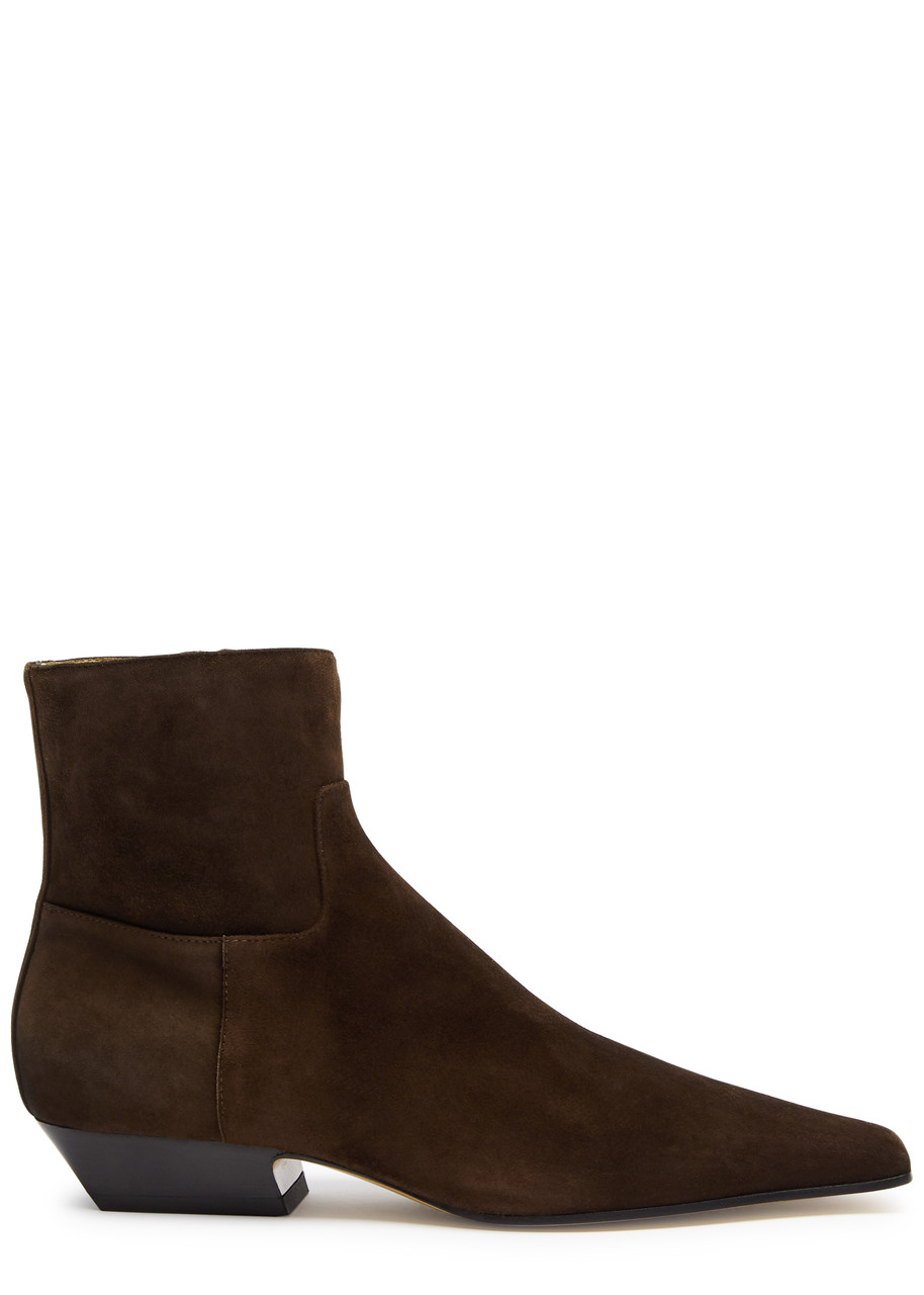 Khaite Marfa 30 Suede Ankle Boots - Chocolate - 4
