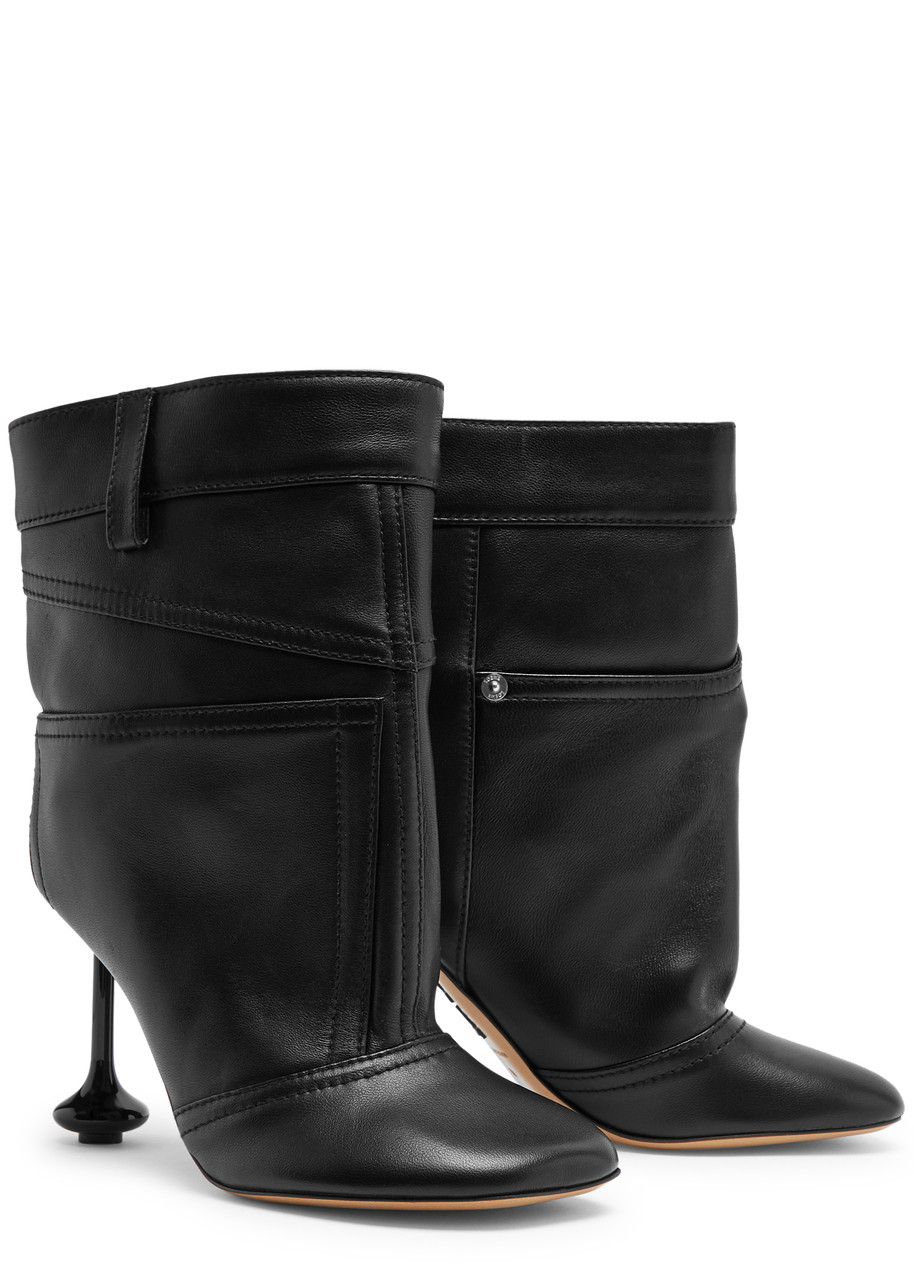  Loewe Toy 100 Asymmetric Leather Ankle Boots - Black - 4 