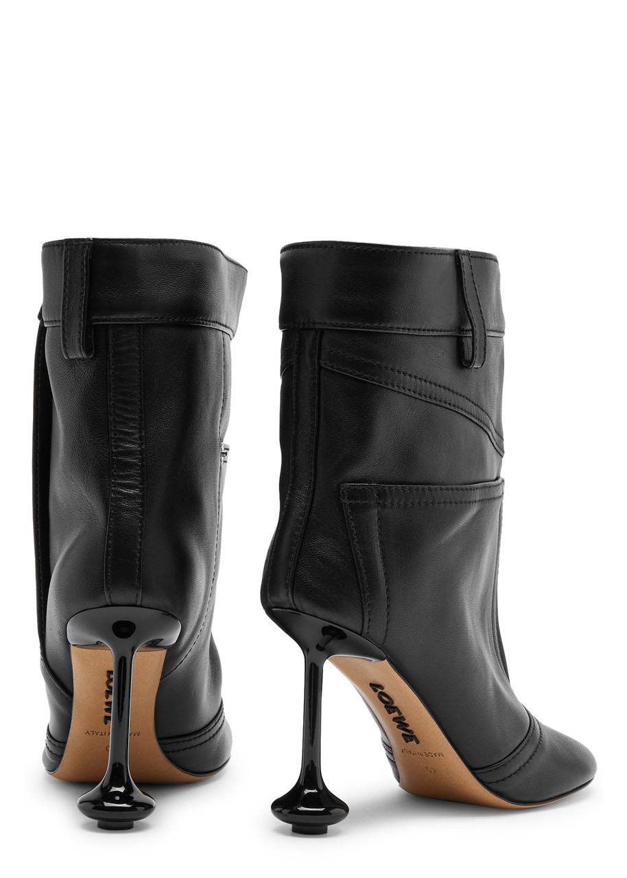  Loewe Toy 100 Asymmetric Leather Ankle Boots - Black - 4 