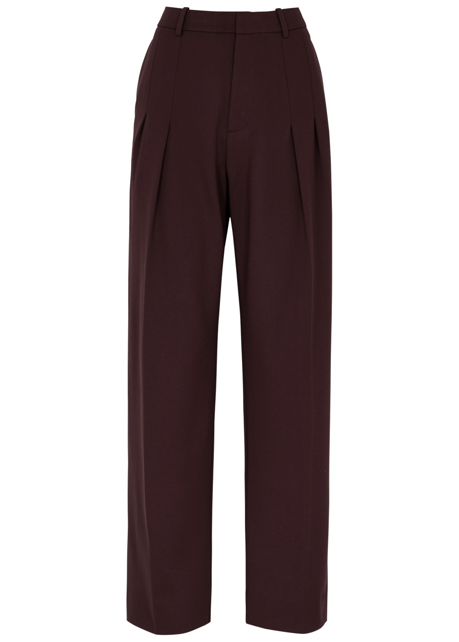 Victoria Beckham Wide-leg Jersey Trousers In Burgundy