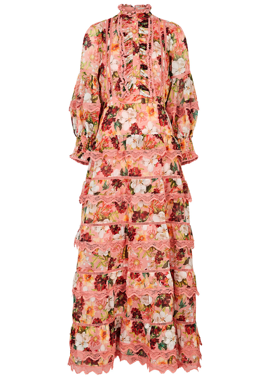 ALICE AND OLIVIA BROOKE FLORAL-PRINT CHIFFON MAXI DRESS