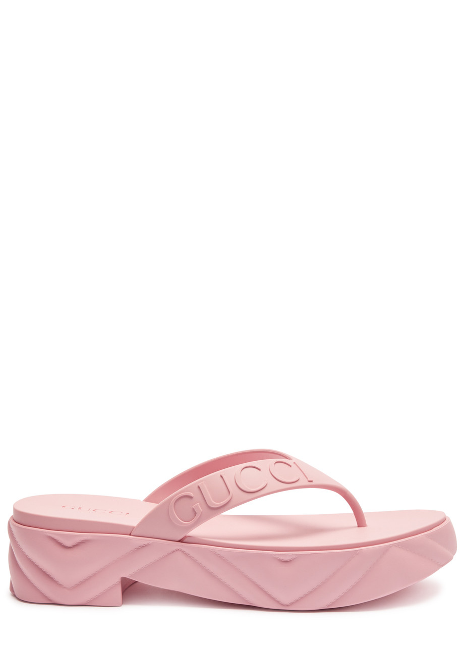 Gucci 50 Logo-embossed Rubber Thong Sandals - Pink - 4