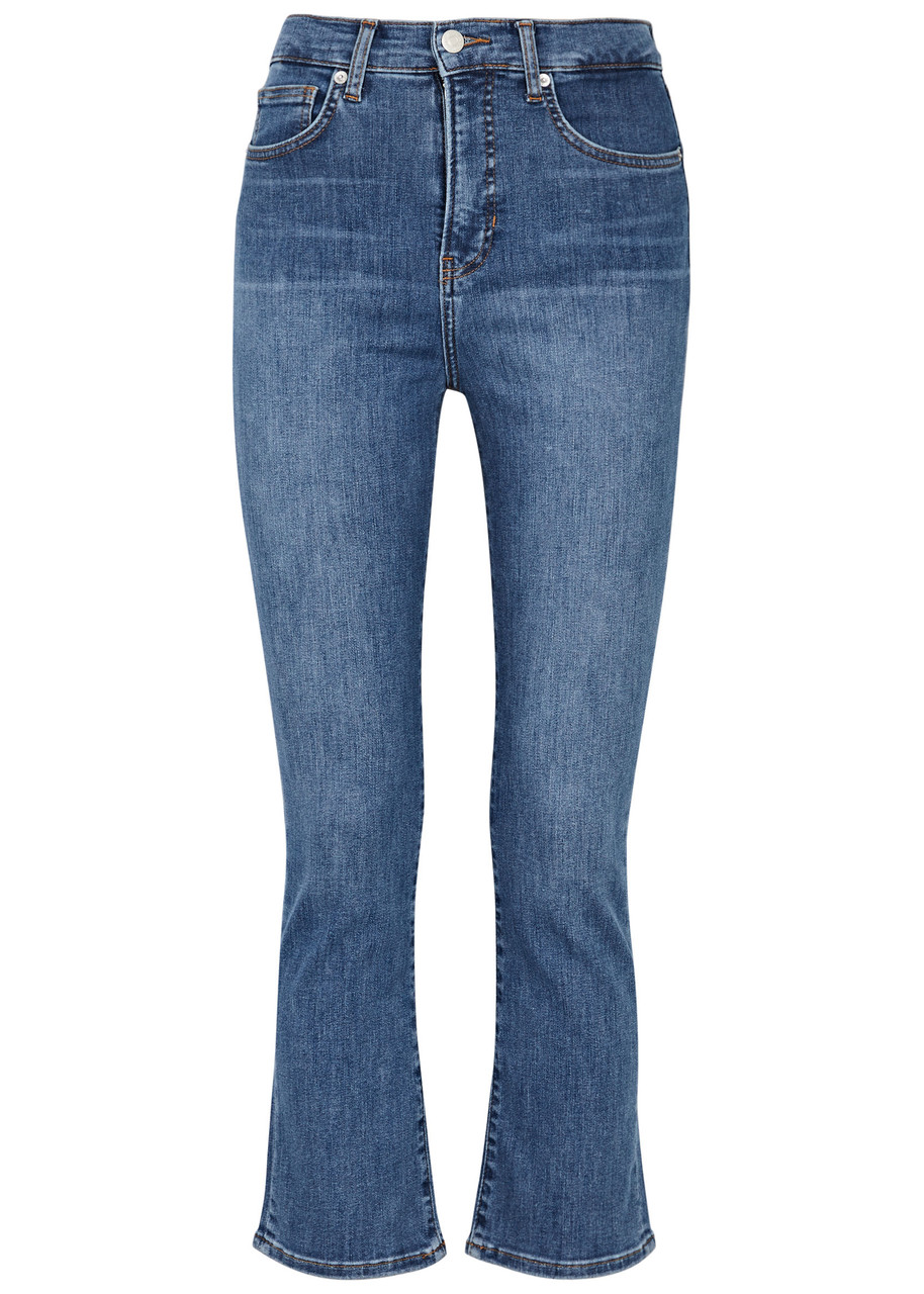 Veronica Beard Carly Cropped Kick-flare Jeans In Denim