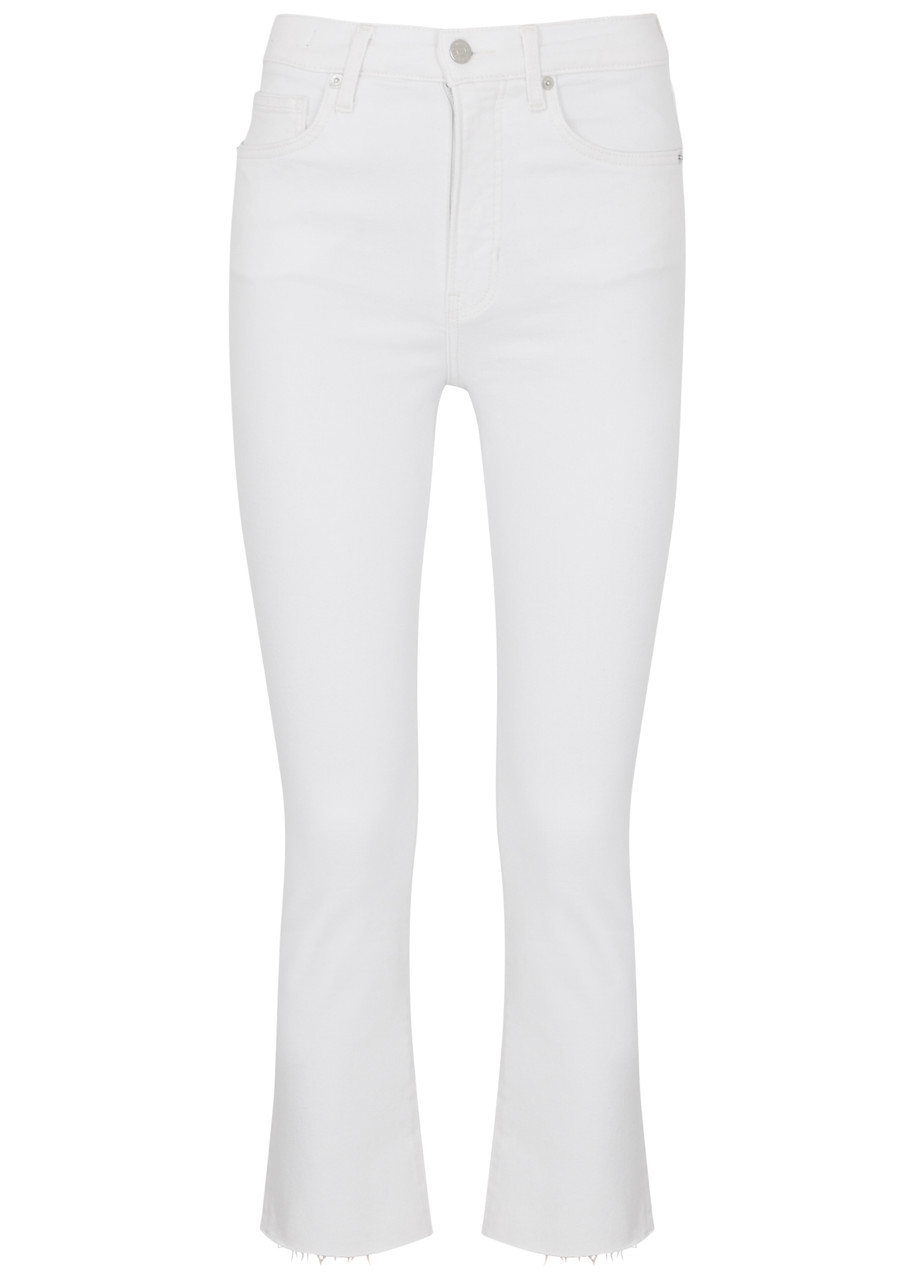 Veronica Beard Carly Cropped Kick-flare Jeans In White