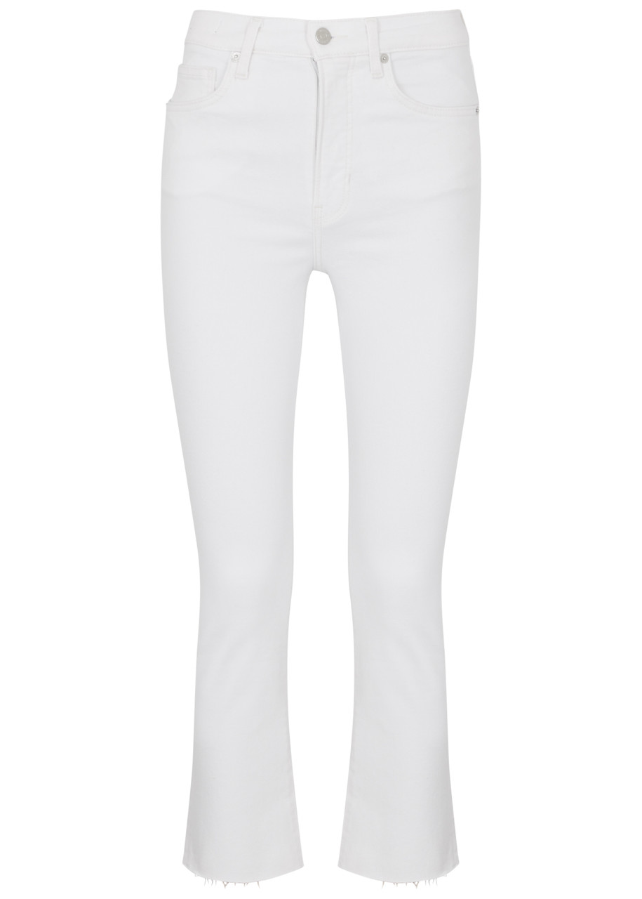 Veronica Beard Carly Cropped Kick-flare Jeans In White