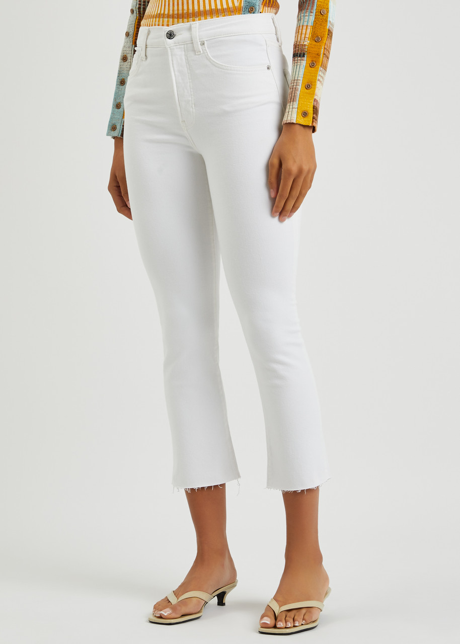 Veronica Beard Carly Cropped Kick-flare Jeans In White