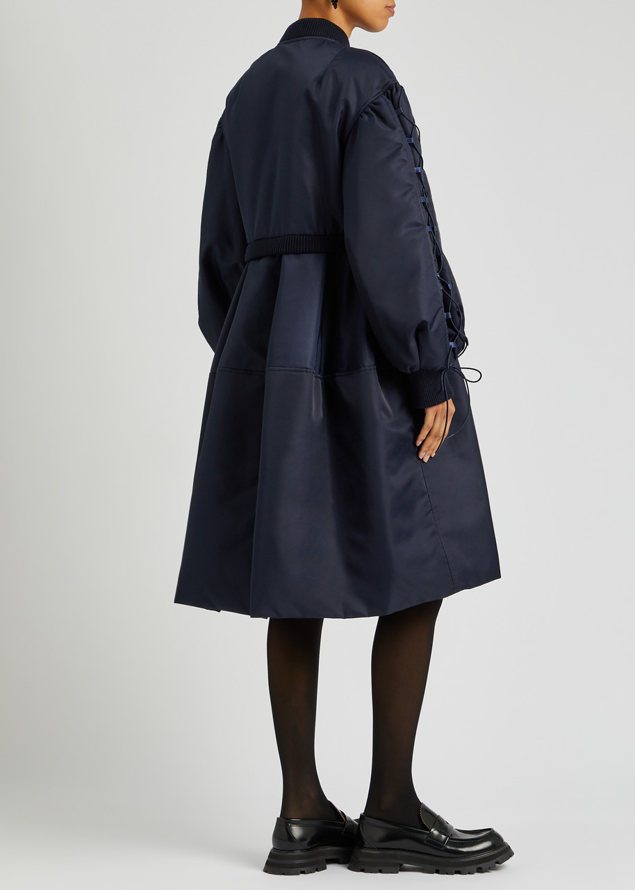  Simone Rocha Lace-up Shell Bomber Coat - Navy - 8 
