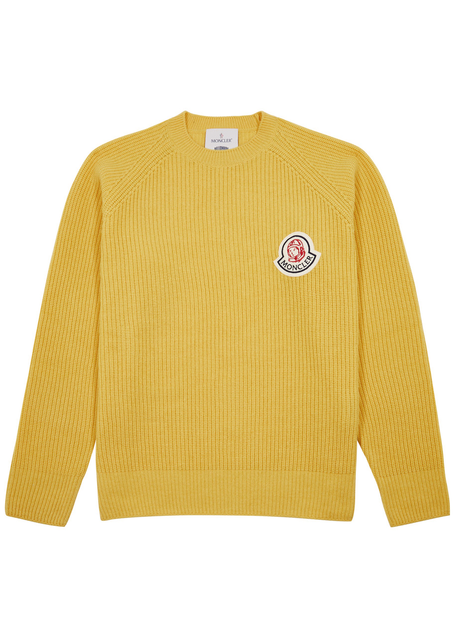 Moncler Genius X Billionaire Boys Club Ribbed Wool-blend Jumper In Yellow
