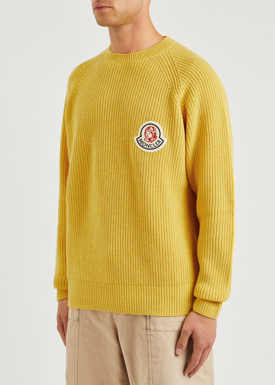 Moncler Genius X Billionaire Boys Club Ribbed Wool-blend Jumper In Yellow