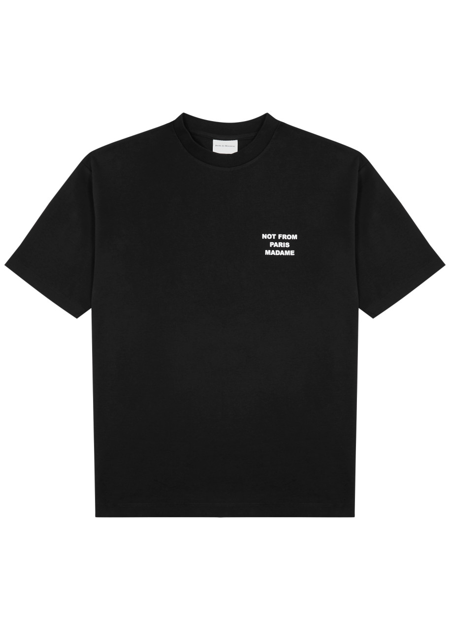 Drôle De Monsieur Black Crewneck T-shirt With Slogan Print On The Front And Back In Cotton Man