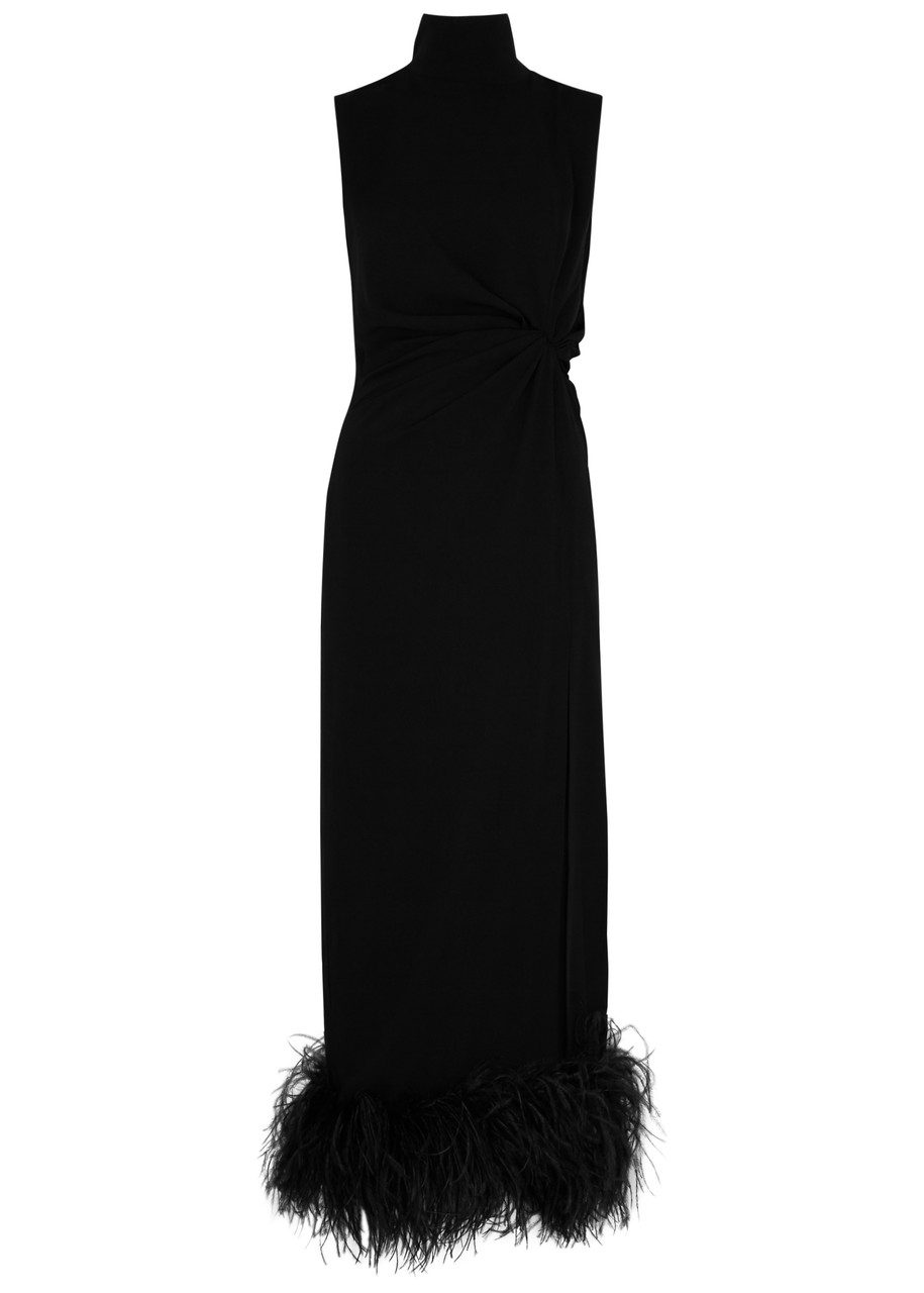 16arlington Maika Feather Trim Dress In Black