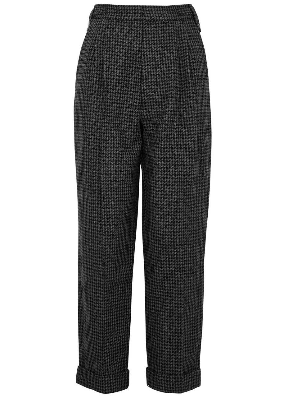Nanushka Houndstooth-pattern Cropped Trousers In Grey