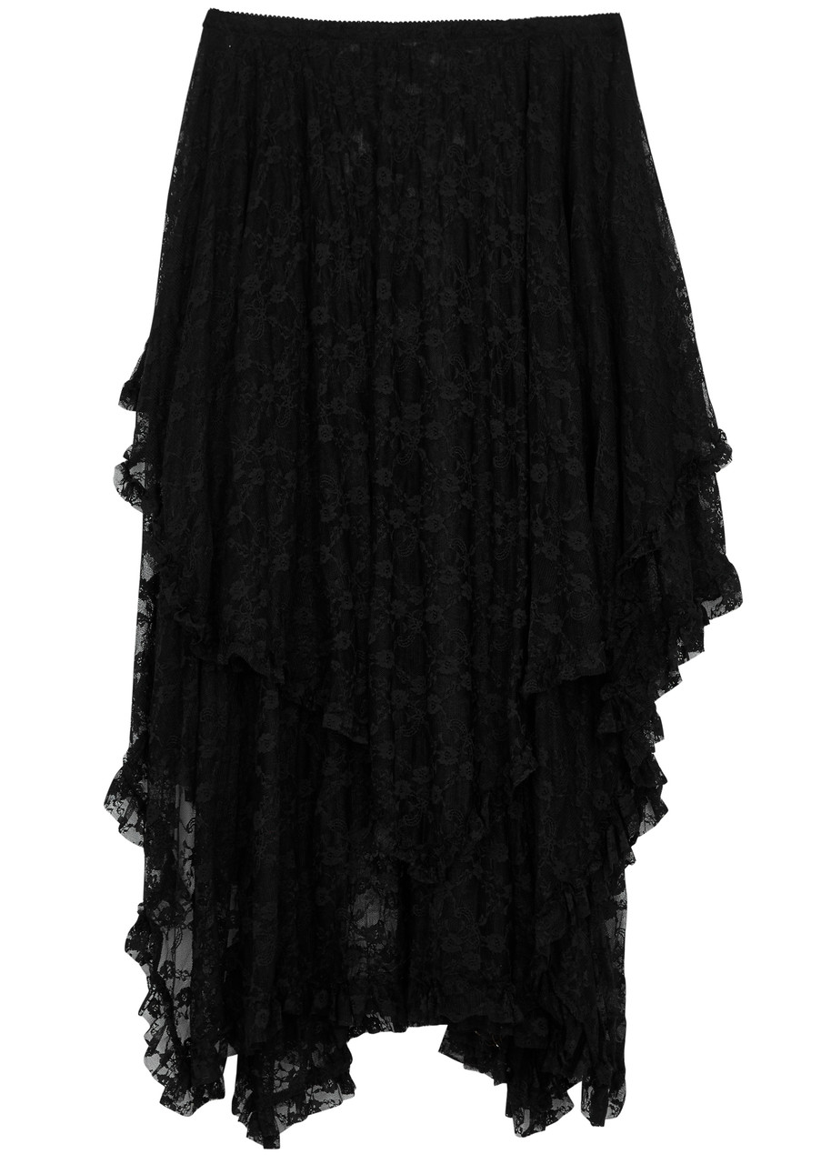 Free People French Courtship Lace Midi Skirt In Black