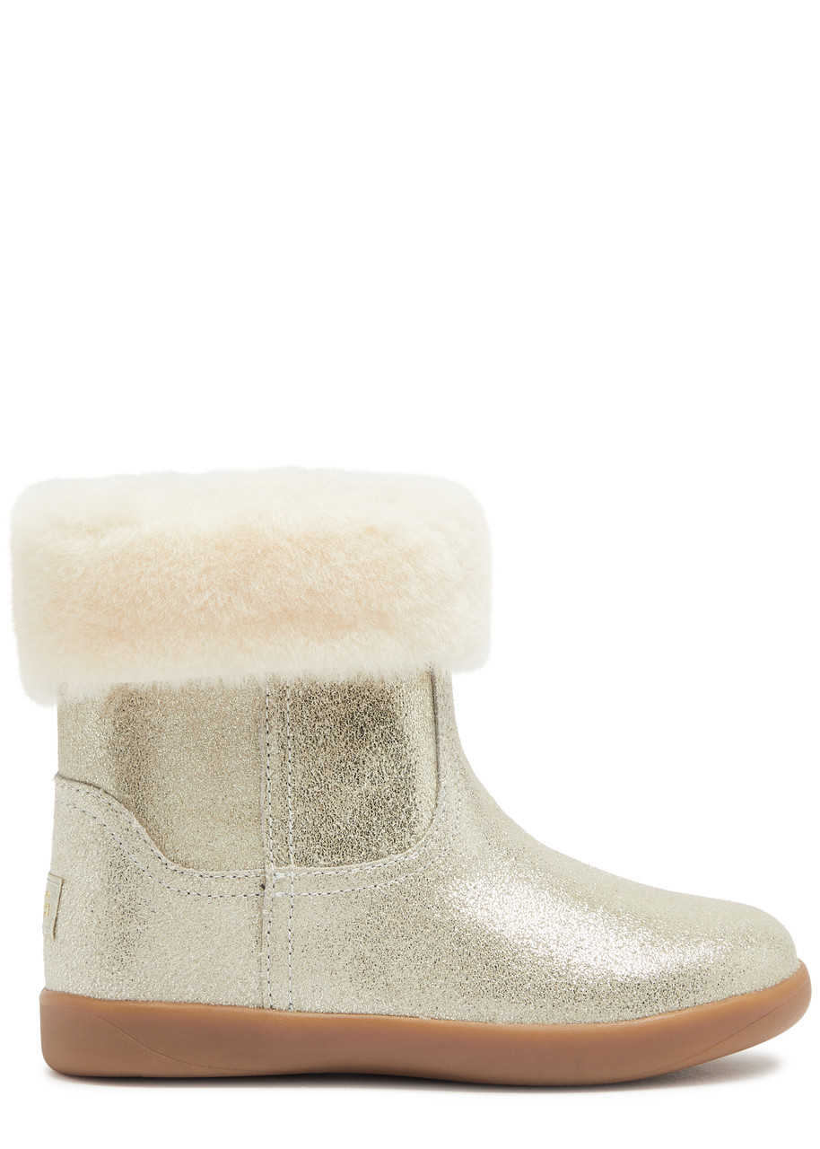 Ugg Kids Jorie II Metallic Suede Ankle Boots (IT22-IT29) - Gold - 7JUNIOR