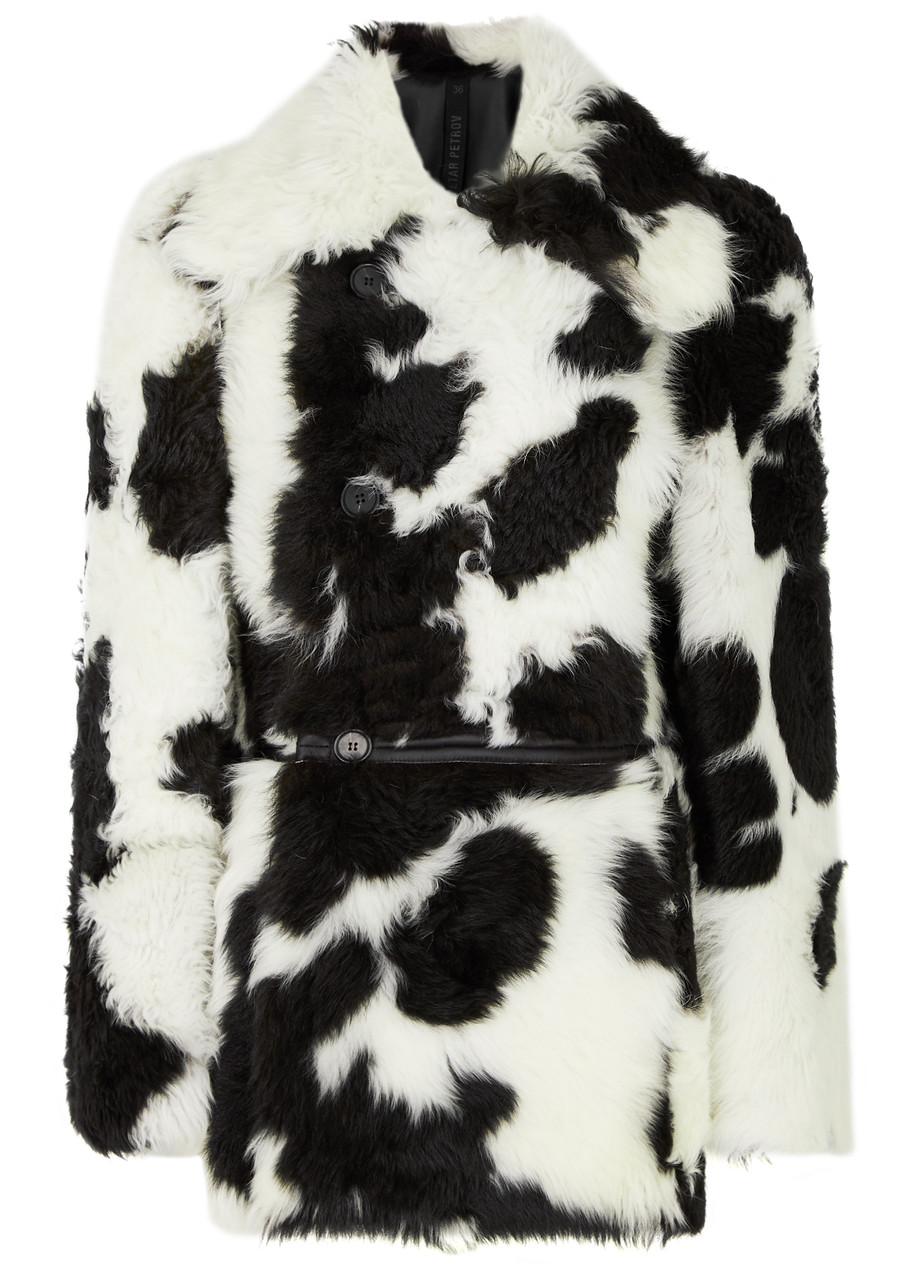 Petar Petrov Psycho Cow-print Shearling Jacket - Black And White - 8