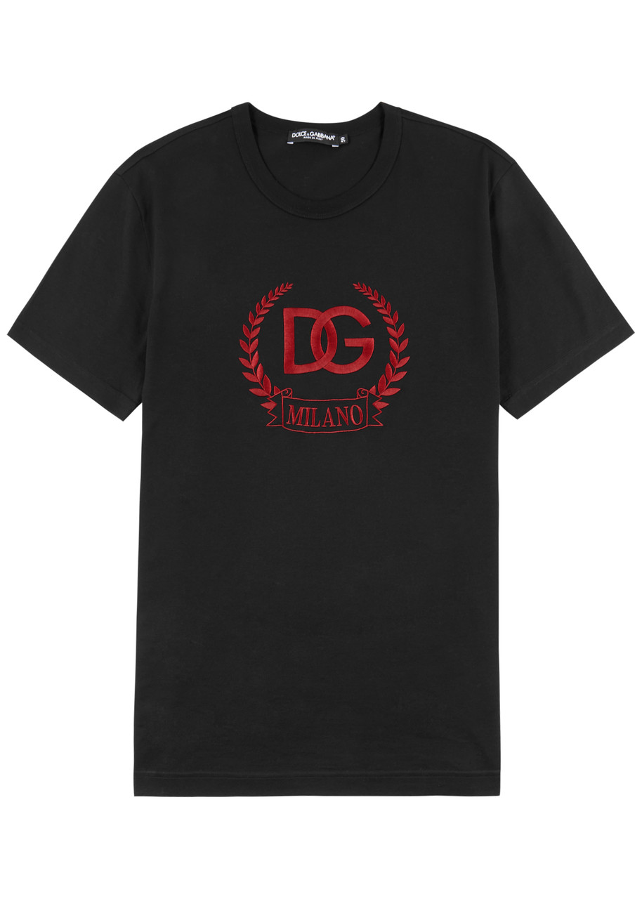 Dolce & Gabbana Embroidered Dg Laurel T-shirt In Black