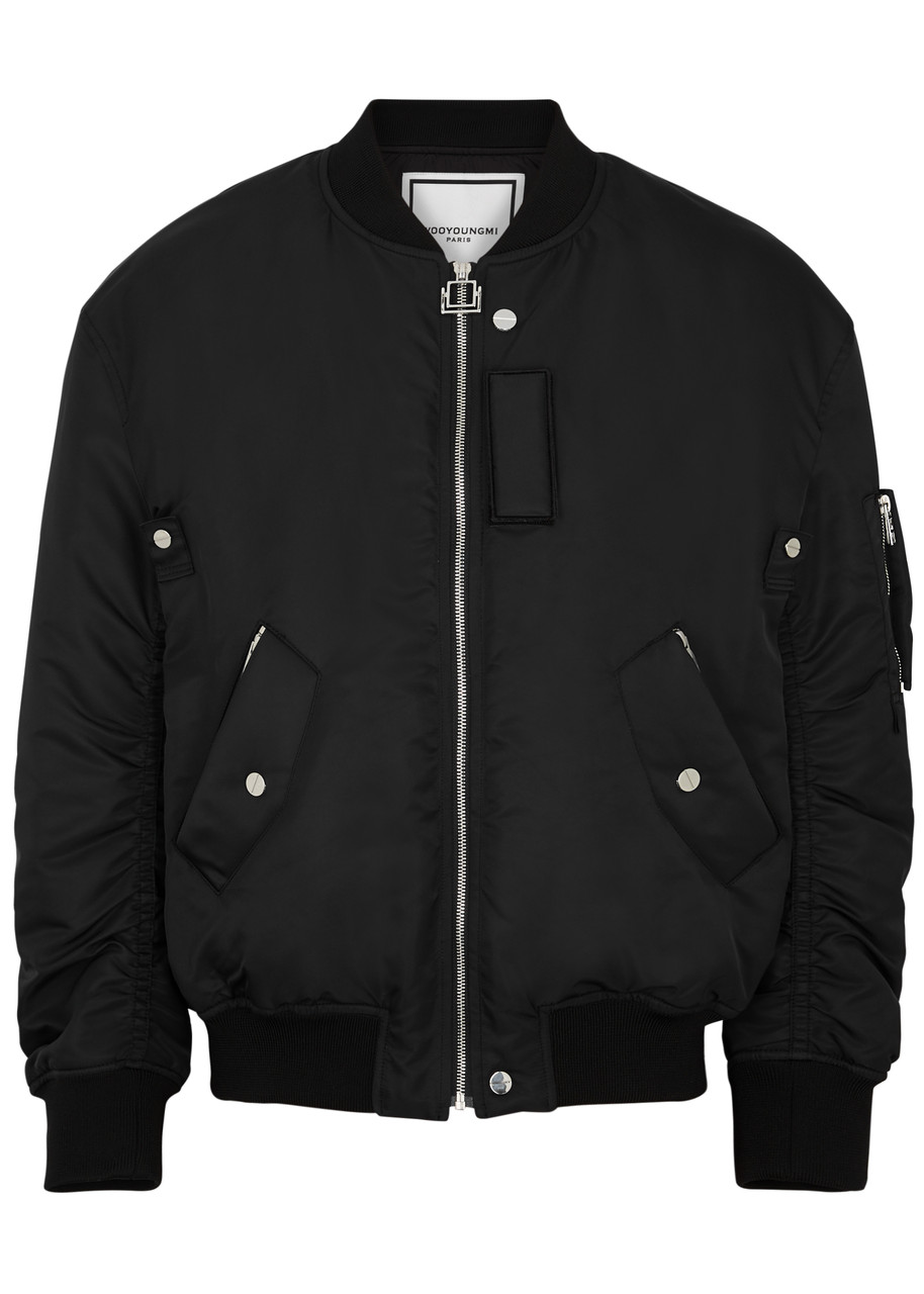 Wooyoungmi Logo Padded Nylon Bomber Jacket In Black