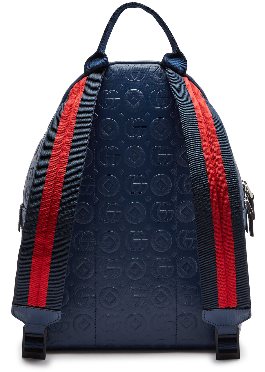 Gucci Kids Gg And Geometric Coated Canvas Backpack In Blue