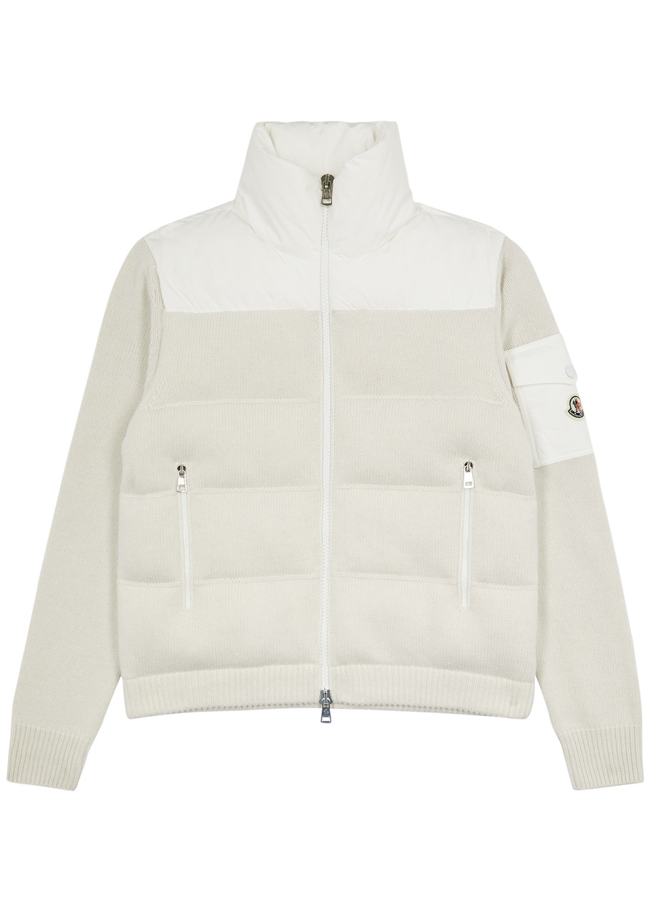 Moncler Quilted Shell And Wool Jacket In Cream