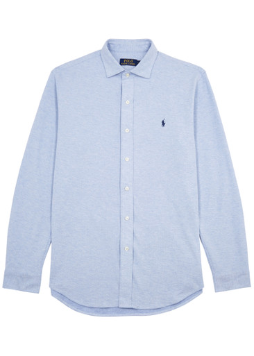 POLO RALPH LAUREN Logo-embroidered cotton-mesh shirt | Harvey Nichols