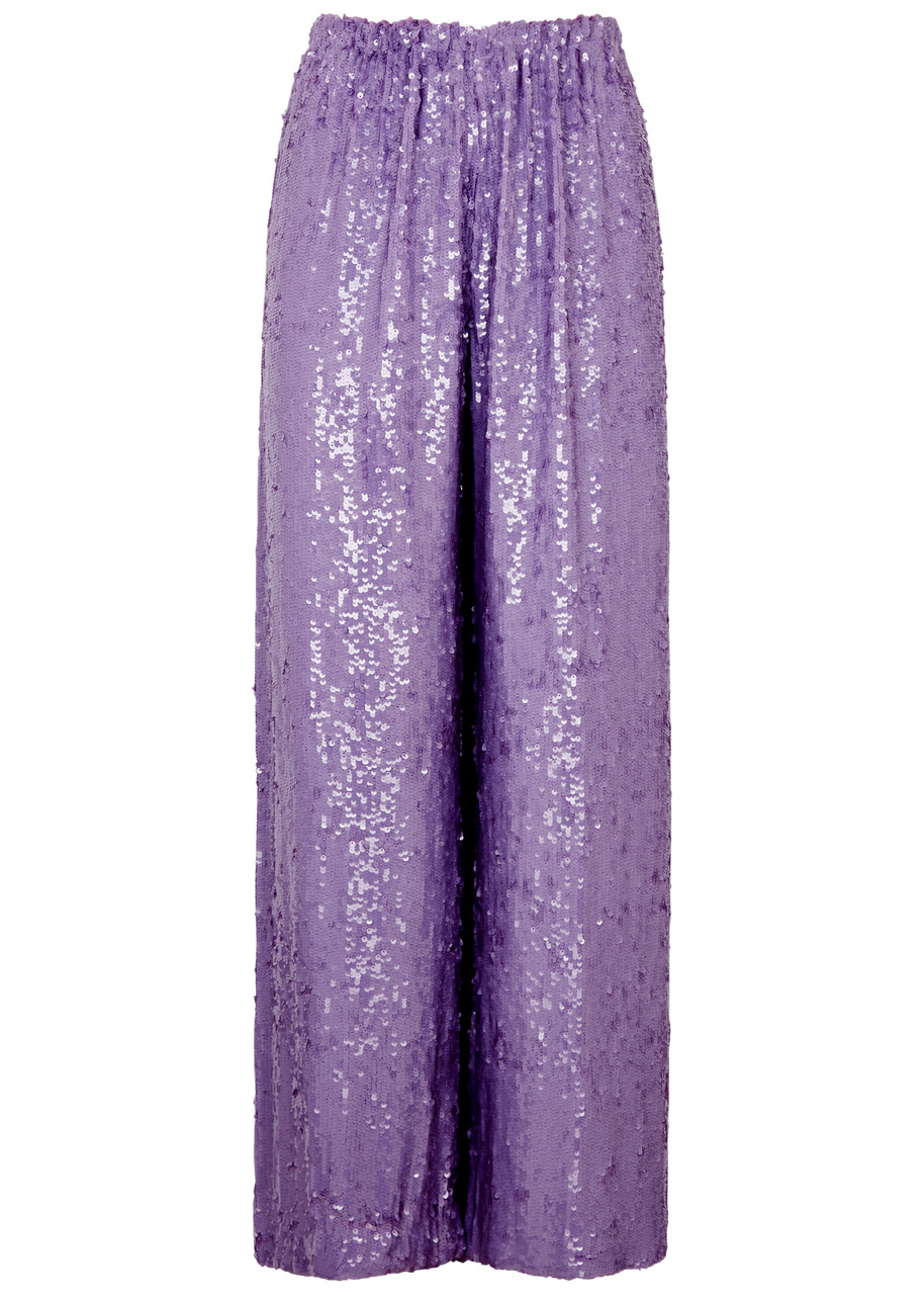 Dries Van Noten Puvis Wide-leg Sequin Trousers - Lilac - 14