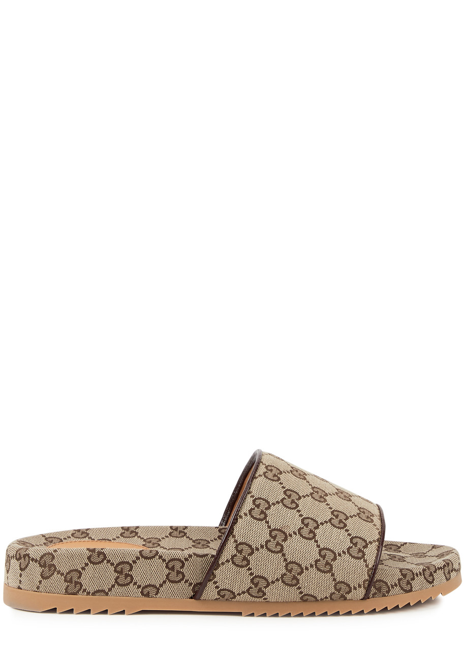 Gucci Sideline Gg-monogram Canvas Sliders - Beige - 41 (IT41 / UK7)