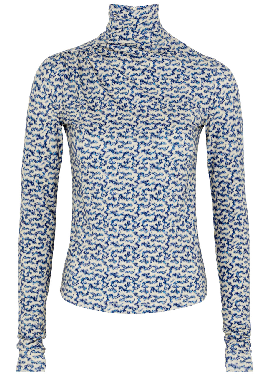 Isabel Marant Étoile Lou Printed Stretch-jersey Top In Blue