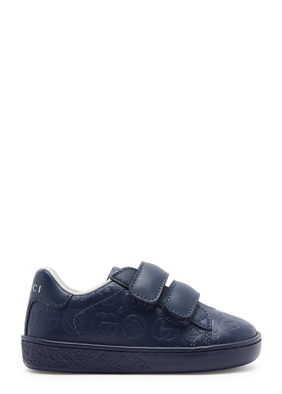 Gucci Kids Gg-embossed Leather Sneakers (IT20-IT26) - Blue Navy Other - 5 Baby