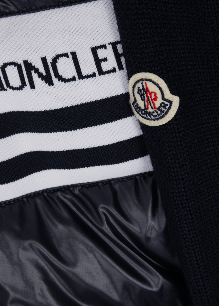  Moncler Kids Logo Shell And Wool Cardigan (12-14 Years) - Black/white 