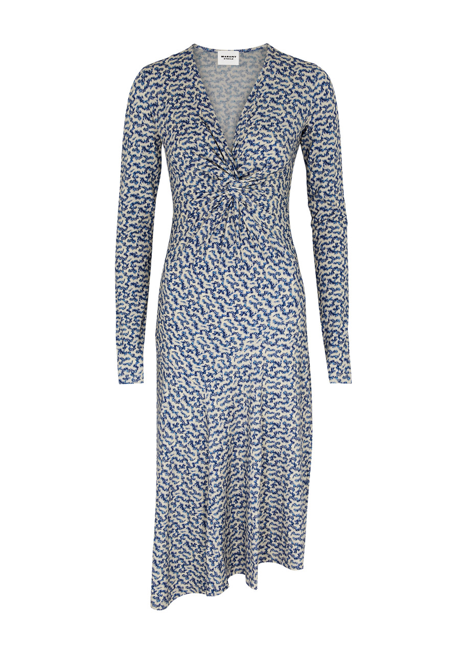 Isabel Marant Étoile Lania Printed Stretch-jersey Midi Dress In Blue