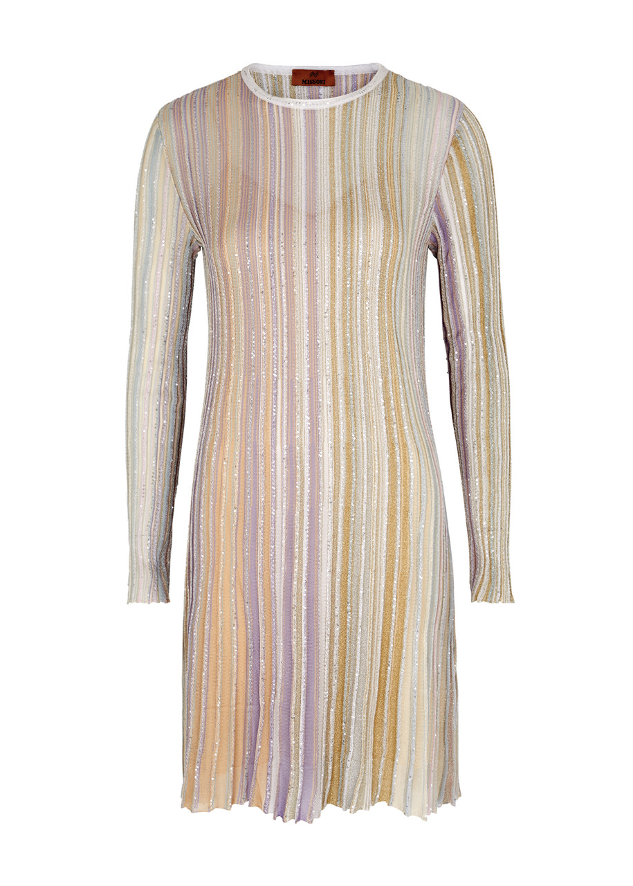 missoni glitter dress M Missoni knitted sleeveless pleated navy/gold glittery midi dress - BOPF main image 0